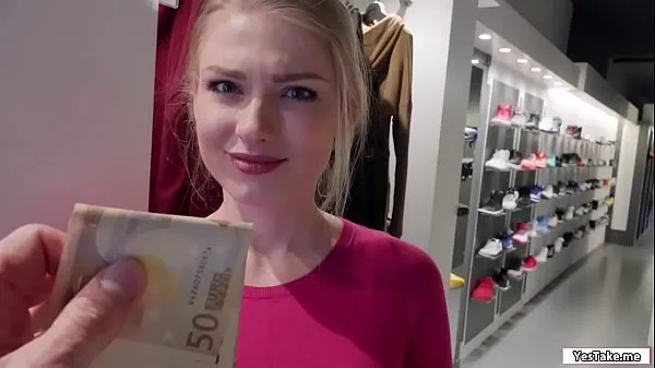 New Russian sales attendant sucks dick in the fitting room for a grand total Tube