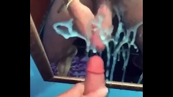 Új Boy cumming a lot in the mirror with his huge cock teljes cső