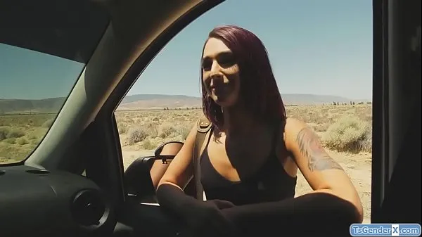 New Tranny Khloe Kay is a hitchhiker and a guy picks her seduces him and he sucks her dick and facefucks he asslicks her and barebacks her total Tube