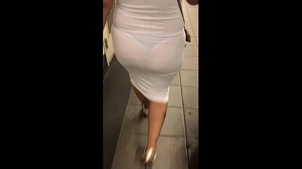 Nytt totalt Wife in see through white dress walking around for everyone to see rör