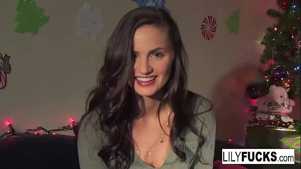 New Lily tells us her horny Christmas wishes before satisfying herself in both holes total Tube