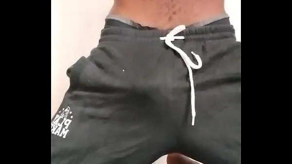 New Skinny black amateur gently massaging his massive hard dick in the 1 total Tube