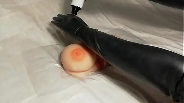 Ny massage fake boobs in latex gloves total rør