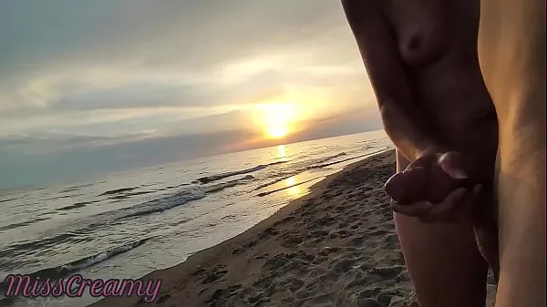 New Exhibitionist Outdoor Amateur Milf Sucks Big Cock on Nudity Beach public to voyeur with cum 2 total Tube